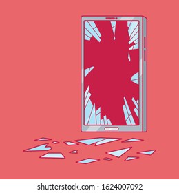 Smartphone with broken screen vector illustration. Protection, insurance, privacy design concept