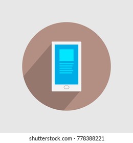 A smartphone, in a brown circle. Vector illustration.
