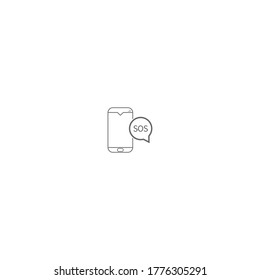 Smartphone bubble chat SOS logo icon vector template