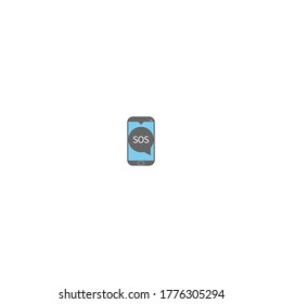 Smartphone bubble chat SOS logo icon vector template