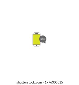 Smartphone-Luftblase-Chat SOS-Logo Symbol, Vektorgrafik-Vorlage