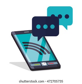 smartphone bubble customer service technical service call center icon set. Colorful and flat design. Vector illustration
