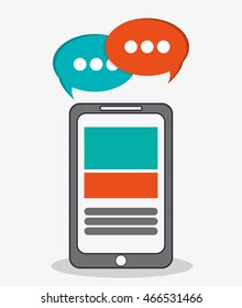 smartphone bubble social network media multimedia icon. Colorfull illustration. Vector graphic