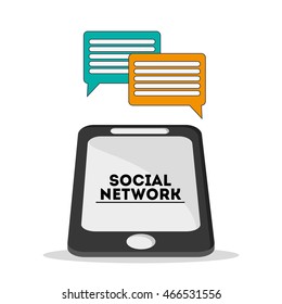 smartphone bubble social network media multimedia icon. Colorfull illustration. Vector graphic