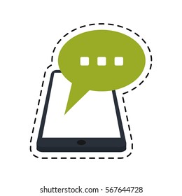 smartphone bubble speech chat communication dot line
