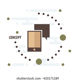 Smartphone and bubble talk concept brown