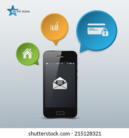 Smartphone and bubble talk message.