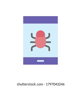 Smartphone bug cyber attack icon. Simple color vector elements of hacks icons for ui and ux, website or mobile application