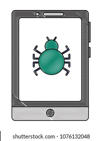 smartphone with bug virus icon