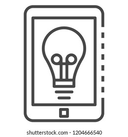 Smartphone bulb icon. Outline smartphone bulb vector icon for web design isolated on white background
