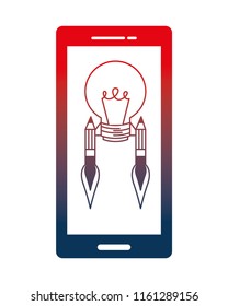 smartphone with bulb start up icon