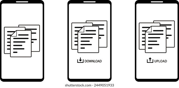 Smartphone and business document icon set