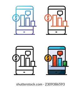 Smartphone business feedback icon design in four variation color