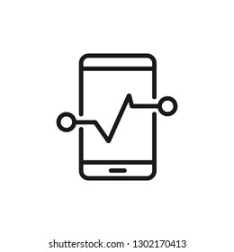 smartphone with business graph. minimal thin line web icon. simple vector illustration outline. concept for infographic, website or app.