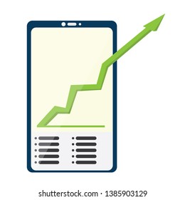 Smartphone with a business graph. Mobile app. Vector illustration design