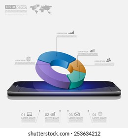 smartphone with business graph.vector