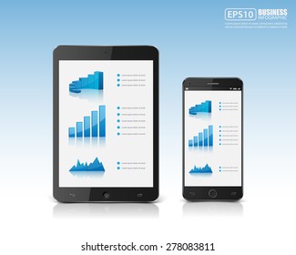 Smartphone with business graph.vector