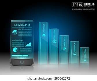 Smartphone with business graph.vector