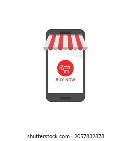 Smartphone with buy now button vector icon