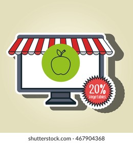 smartphone buy online fruit vector illustration graphic