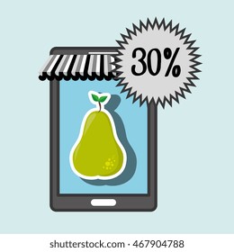 smartphone buy online fruit vector illustration graphic