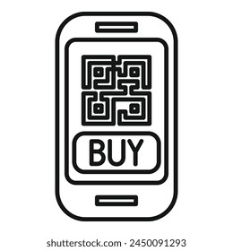 Smartphone buy online store icon outline vector. Market order commerce. Delivery customer