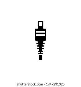 Conector de cargador de cable de Smartphone, Micro Mini USB. Icono de vector plano. Sencillo símbolo negro sobre fondo blanco. Plantilla de diseño de signo de conexión por cable Smartphone para elementos de interfaz de usuario web y móvil