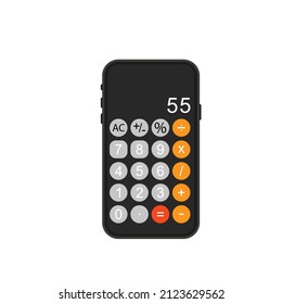 Smartphone with calculator app. Vector illustration in flat design