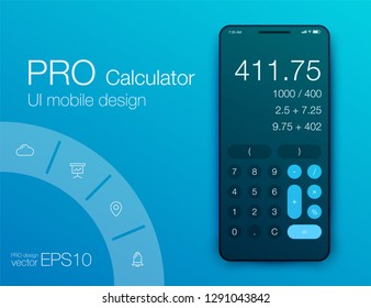 Smartphone With Calculator App, Vector realistic modern illustration.