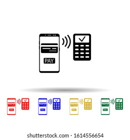 Smartphone, calculator, bank card multi color style icon. Simple glyph, flat vector of mobile concept icons for ui and ux, website or mobile application