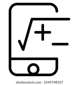 Smartphone calculator icon in thin line style vector illustration graphic design