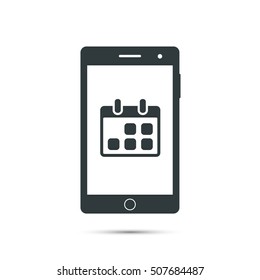 Smartphone calendar app icon. Vector isolated illustration.