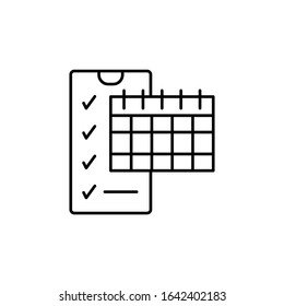 Smartphone calendar icon. Simple line, outline vector of phone application icons for ui and ux, website or mobile application