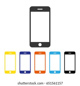 Smartphone call contact in circle icon for web designvector eps10. Mobile phone call icon or sign vector. Mobile phone or smartphone sign for web design.