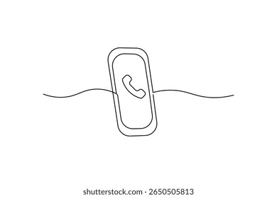 Smartphone call Continuous one line art contact us design outline vector icon
