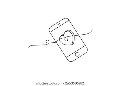 Smartphone call Continuous one line art contact us design outline vector icon
