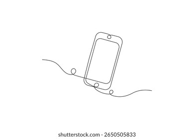 Smartphone call Continuous one line art contact us design outline vector icon
