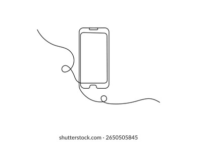 Smartphone call Continuous one line art contact us design outline vector icon
