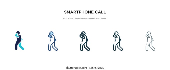 smartphone call icon in different style vector illustration. two colored and black smartphone call vector icons designed in filled, outline, line and stroke style can be used for web, mobile, ui