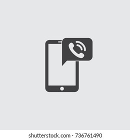 Smartphone with call icon in a flat design in black color. Vector illustration eps10