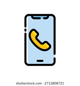 Icono de llamada de teléfono inteligente Ilustración vectorial de comunicación de teléfono móvil plana