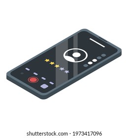 Smartphone call reputation icon. Isometric of smartphone call reputation vector icon for web design isolated on white background