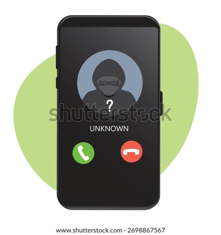 Smartphone call from unknown or stranger number. Scam, Prank, Fraud, and phishing on a mobile phone