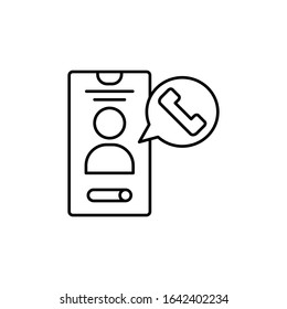 Smartphone call user icon. Simple line, outline vector of phone application icons for ui and ux, website or mobile application