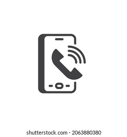 Icono vectorial de llamadas de Smartphone. signo plano relleno para concepto móvil y diseño web. Icono de glifo vibrante de teléfono móvil. Símbolo, ilustración del logotipo. Gráficos vectoriales