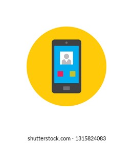 Smartphone calling - concept icon in flat graphic design style. Sign for website, mobile application, presentation, infographic. Mobile phone symbol. Vector illustration. 