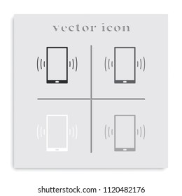 Smartphone calling flat black and white vector icon.