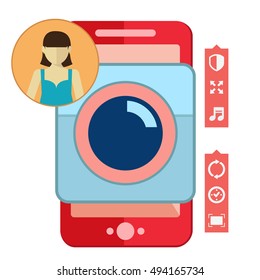 Smartphone camera app, selfie icon vector design illustration