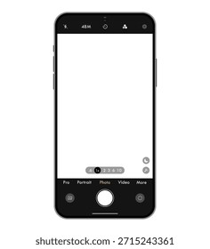 Smartphone Camera Application UI Mockup Template Design. Vector Illustration