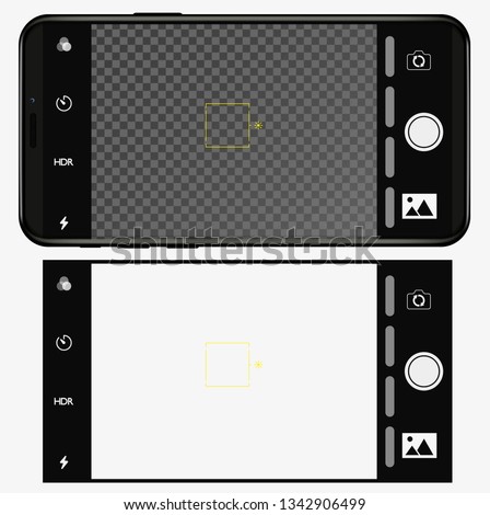 smartphone with camera application. user interface of camera viewfinder. Vector illustration flat style